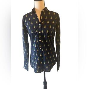 J. Crew Navy Pineapple Print Shirt